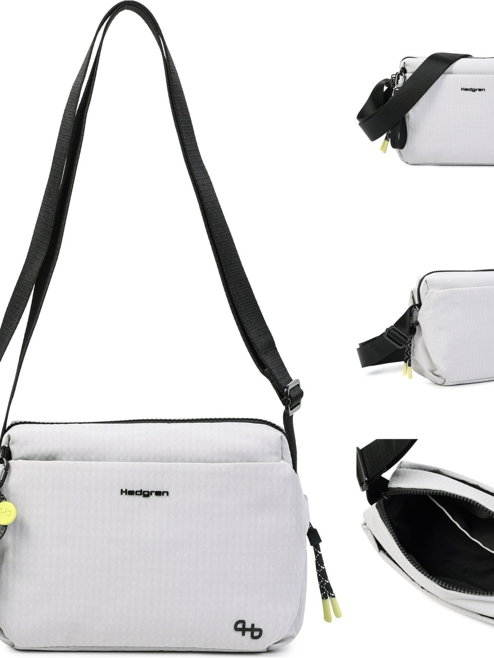 Hedgren Kosho Water Repellent Adjustable Crossbody To Shoulder Bag Grey Black